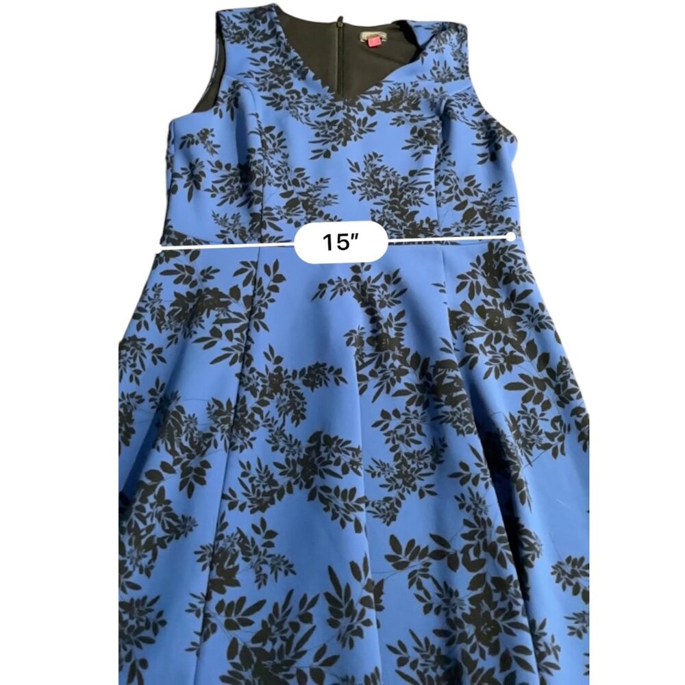 Vince Camuto Women's blue floral sleeveless fit and flare dress sz‎ M - Picture 8 of 11